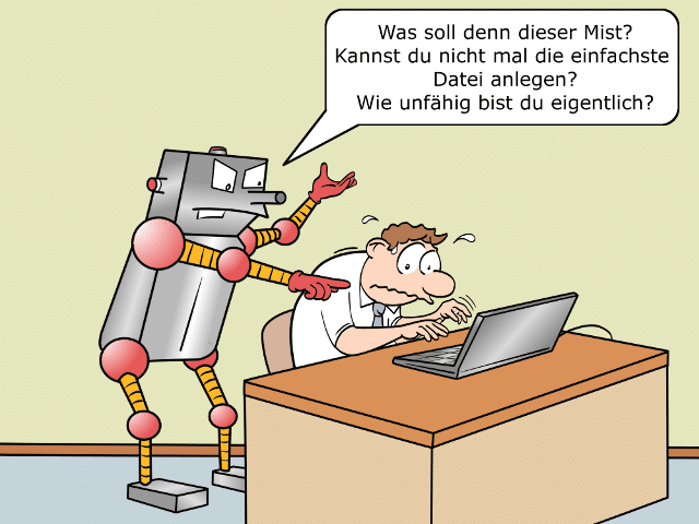 Digitaler Analphabet Cartoon 1