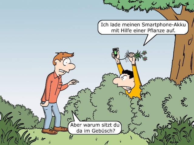 Pflanzen-Akku - Smartphone aufladen Comic Bild 2