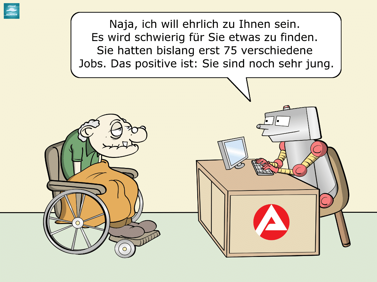 Arbeitsmarkt Arbeitsamt Zukunft Cartoon