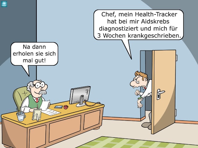 Health-Tracker Wearable Diagnose Arztbesuch Krankschreibung Cartoon