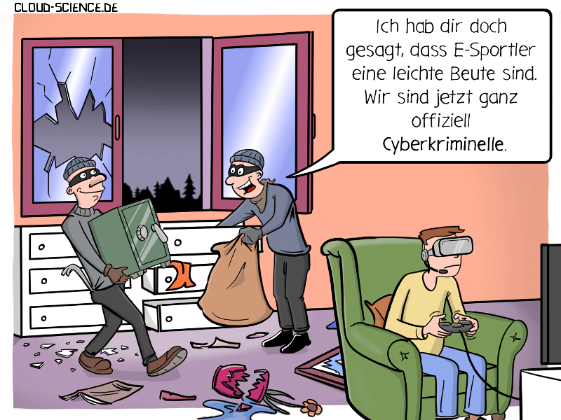 Hacker ESport Cyberkriminelle Cartoon Karikatur 