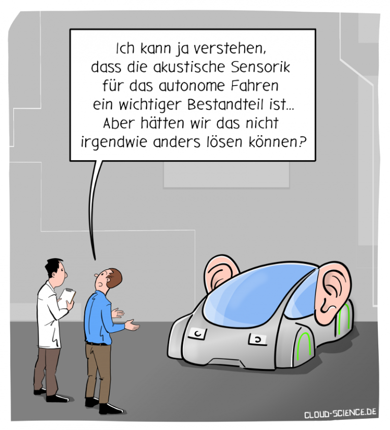Das hörende Auto – Autos bekommen Ohren. Cartoon