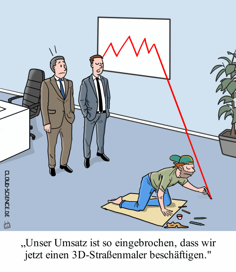 Umsatzeinbruch Umsatz Konjunktur Rezession Cartoon