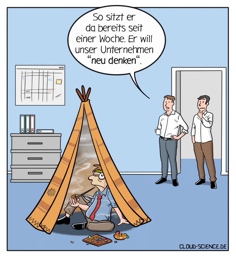neu denken Innovation Unternehmen Business Cartoon 