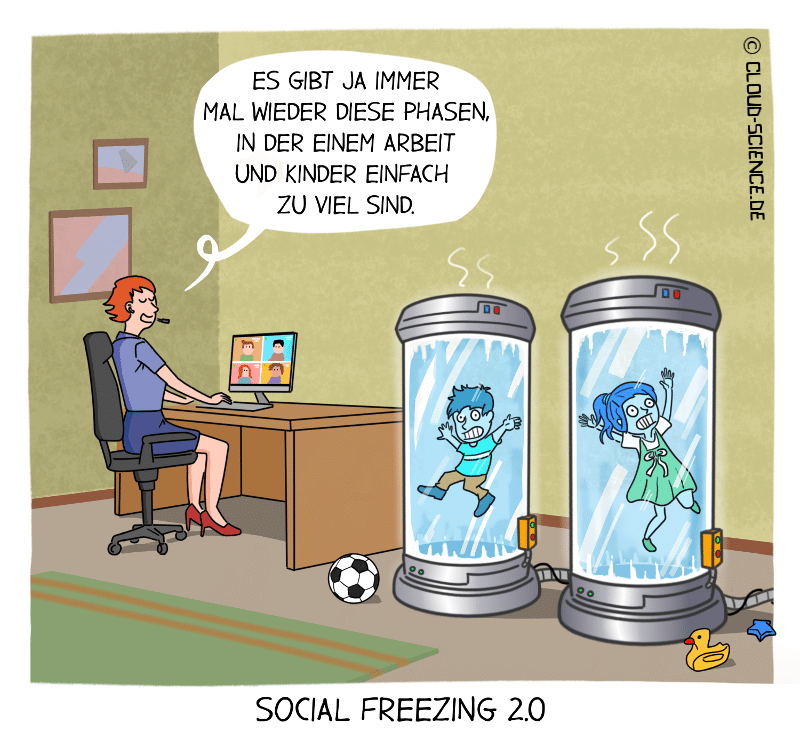 HomeOffice Kinder einfrieren Social FreezingCartoon 