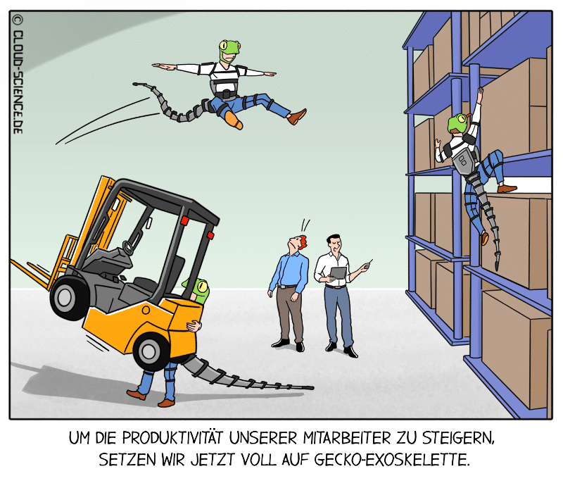 Exoskelett Logistik Cartoon