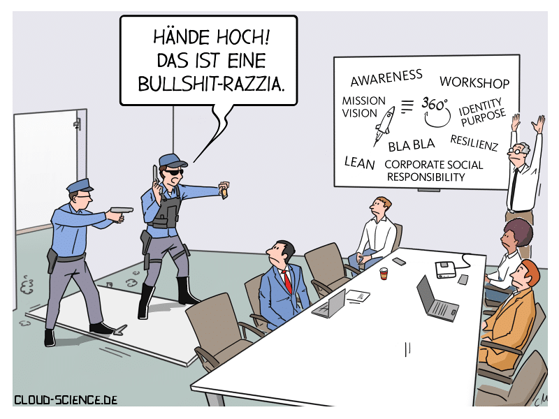 Bullshit Razzia Meeting Buzzword Cartoon Karikatur