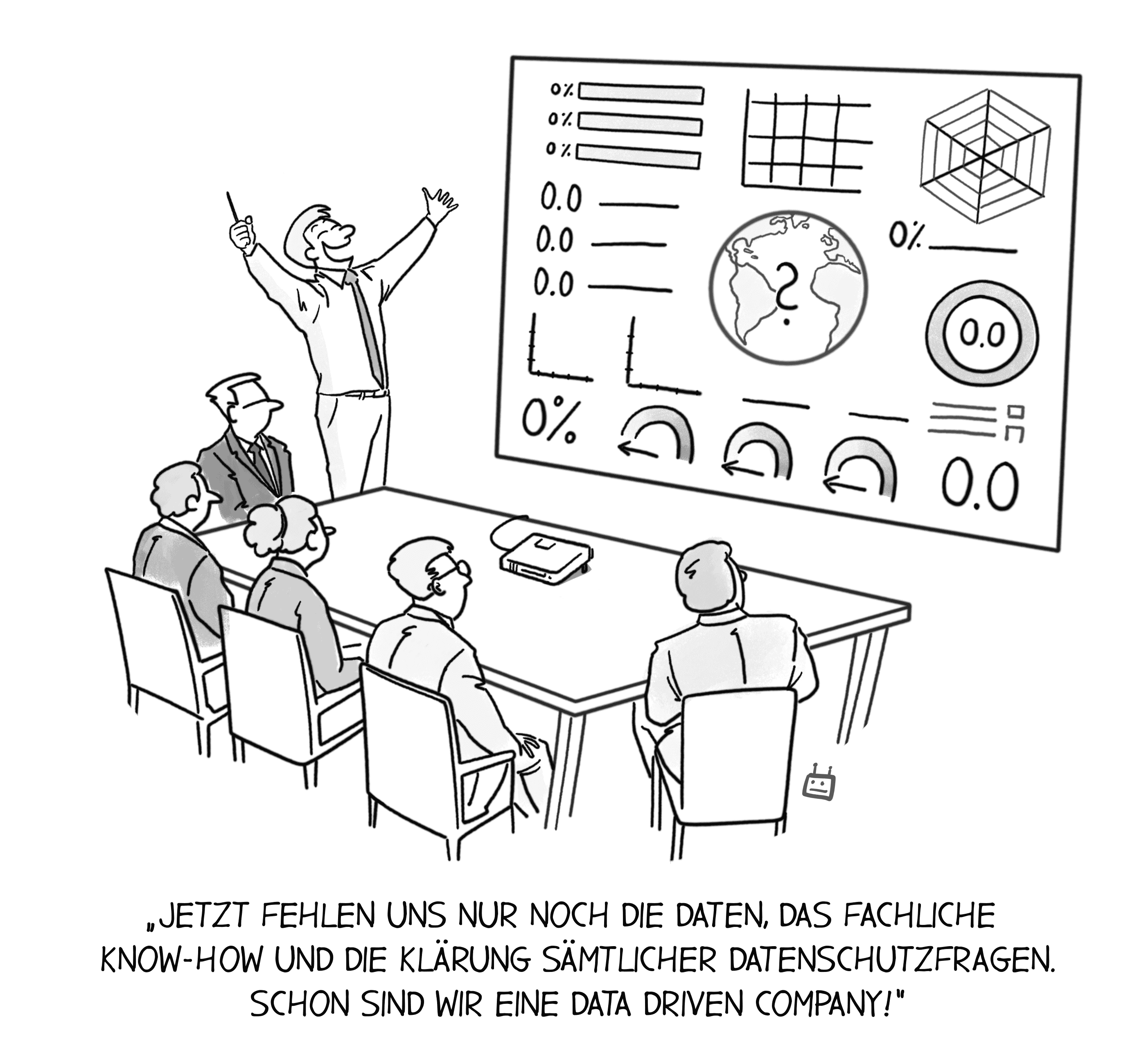 Data Driven Company datengetriebenes Unternehmen Cartoon