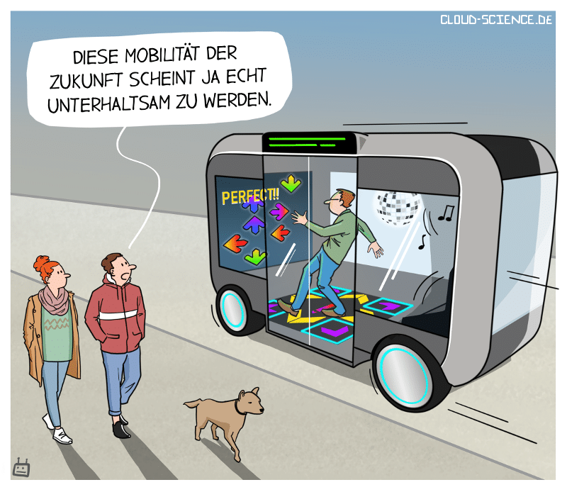 #InCarEntertainment #Auto #Zukunft #Mobilität #autonomesFahren selbstfahrendes Auto Cartoon Karikatur