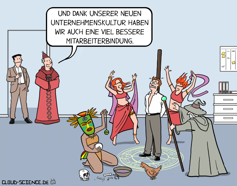 Unternehmenskultur Mitarbeiterbindung Cartoon Karikatur 