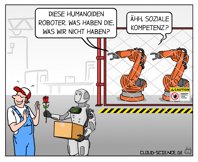 Humanoide Roboter Kognitiver Roboter Soziale Fähigkeiten Zukunft Cartoon Karikatur
