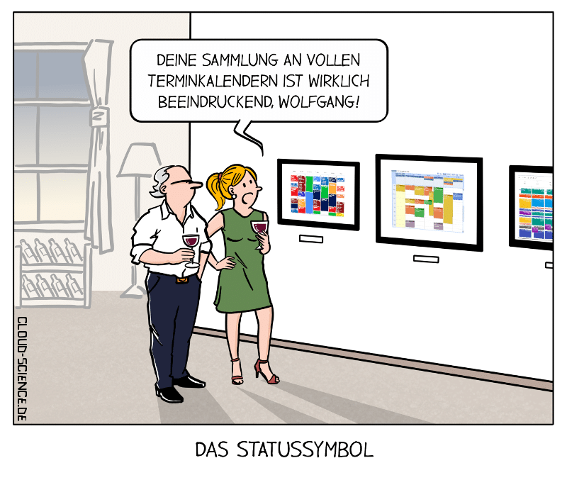 Voller Terminkalender Statussymbol Workaholic Zeitmanagement Meeting Cartoon Karikatur